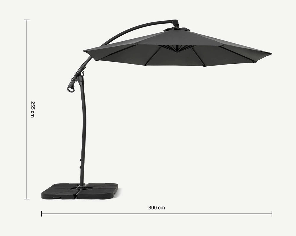 Deluxe Pedal 3M Operated Rotational Cantilever Parasol - Grey