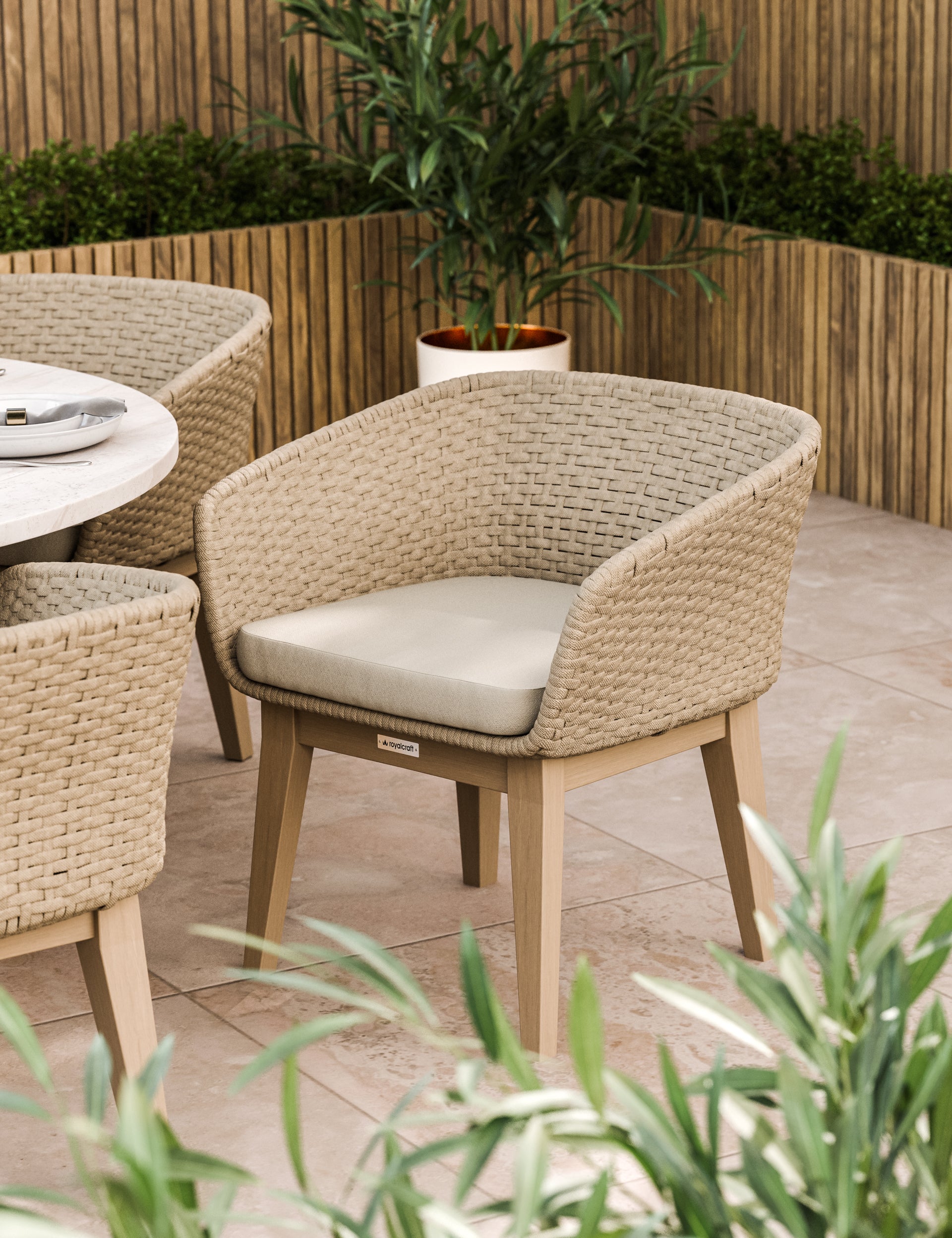 Saturn 6 Seater Round Conical Dining Set with Eden Dawn Dining Chairs