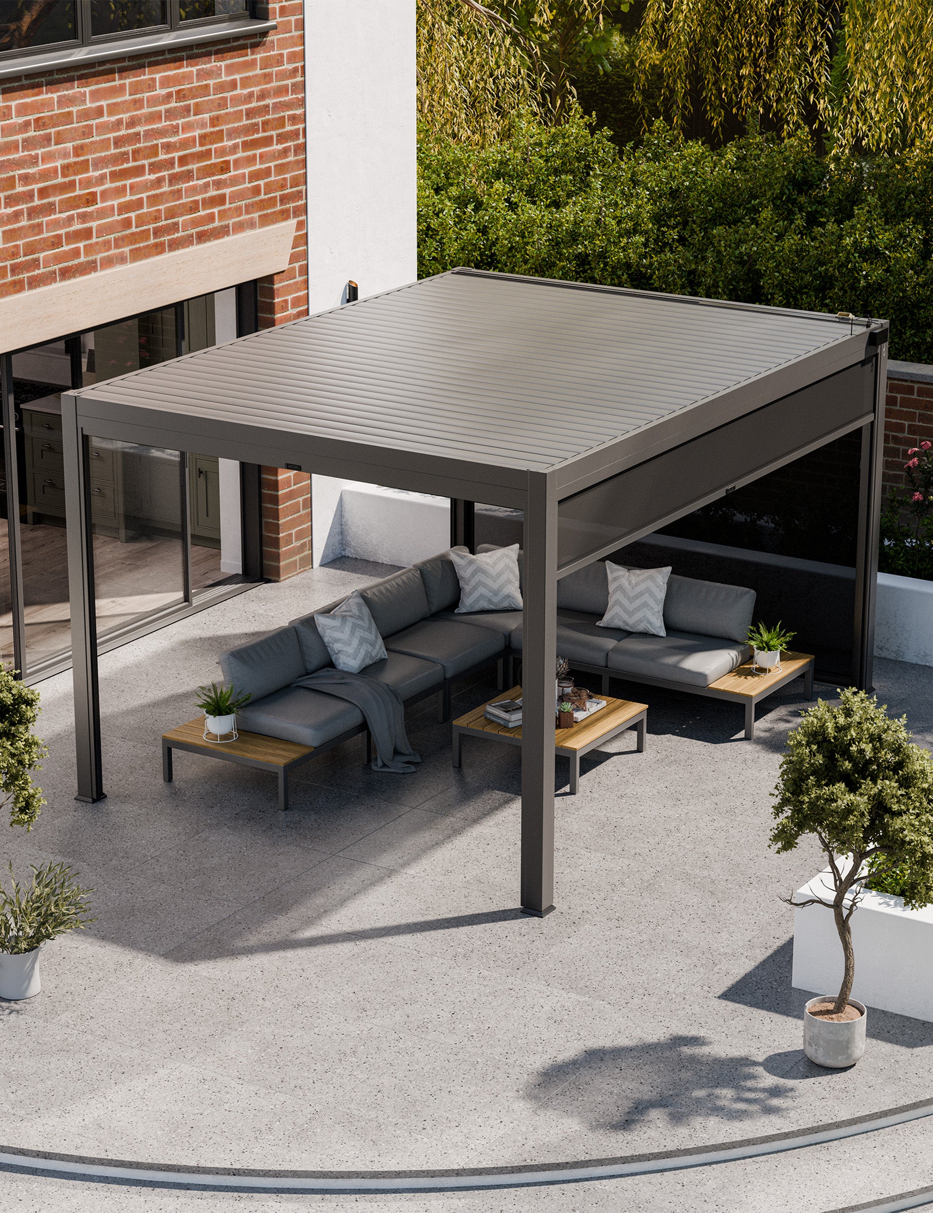 Sparta Solar Pergola With Manual Side Blinds 4x3m