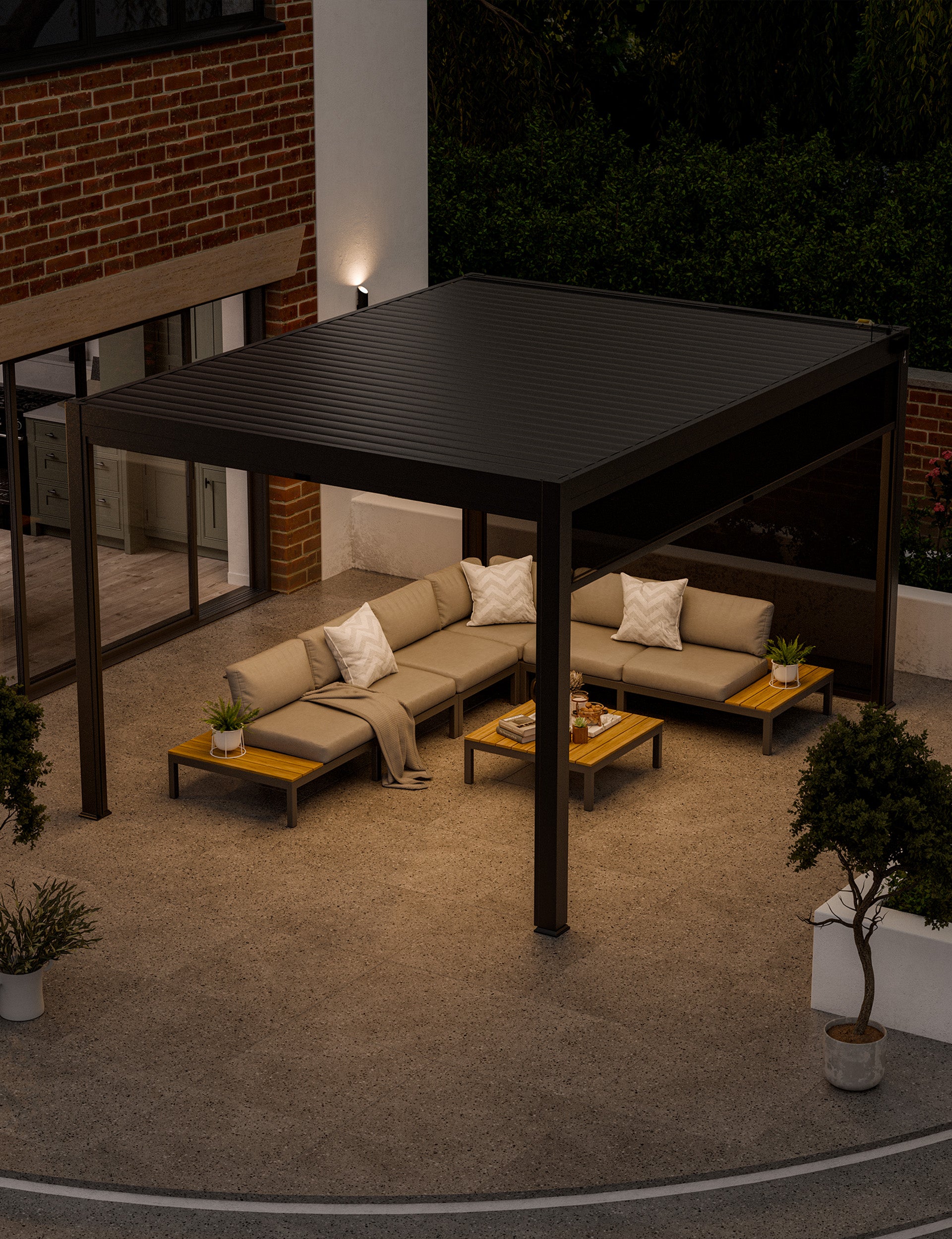 Sparta Solar Pergola With Manual Side Blinds 4x3m