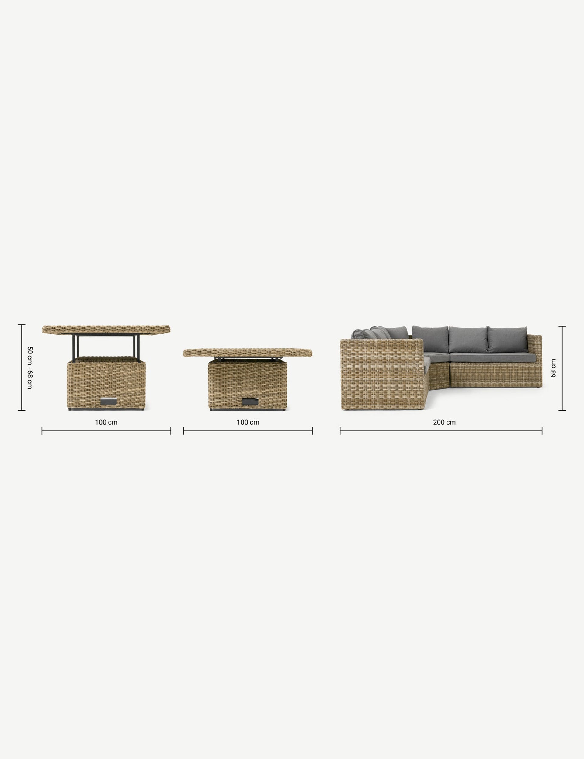 Wentworth 6 Seater Adjustable Corner Lounging Set