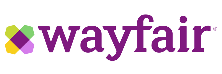 Wayfair logo in purple text with multicolor geometric icon