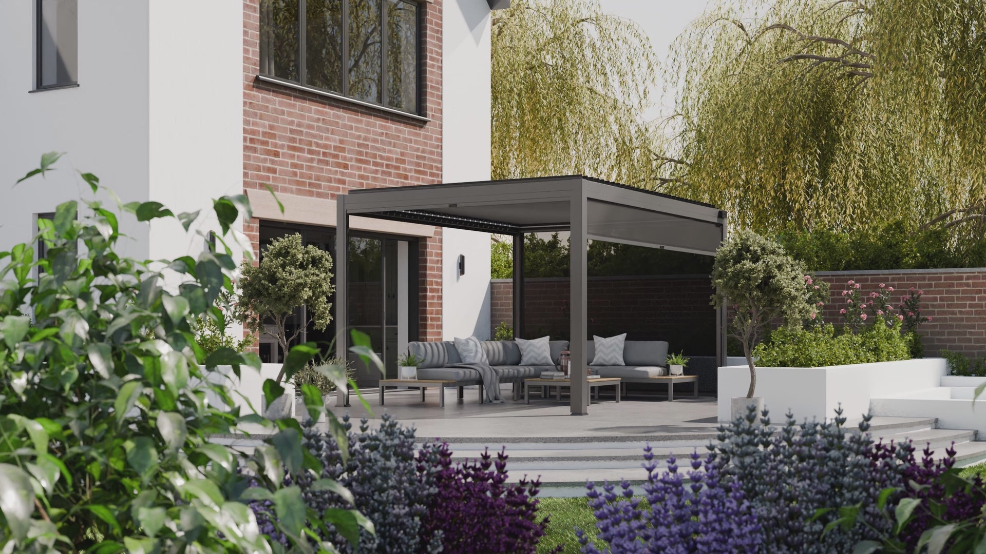 Sparta Solar Pergola With Manual Side Blinds 4x3m