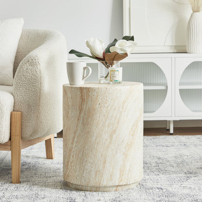 Pisa Tall Travertine look Side Table