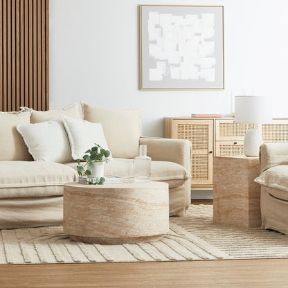 Pisa Round Travertine Look Coffee Table