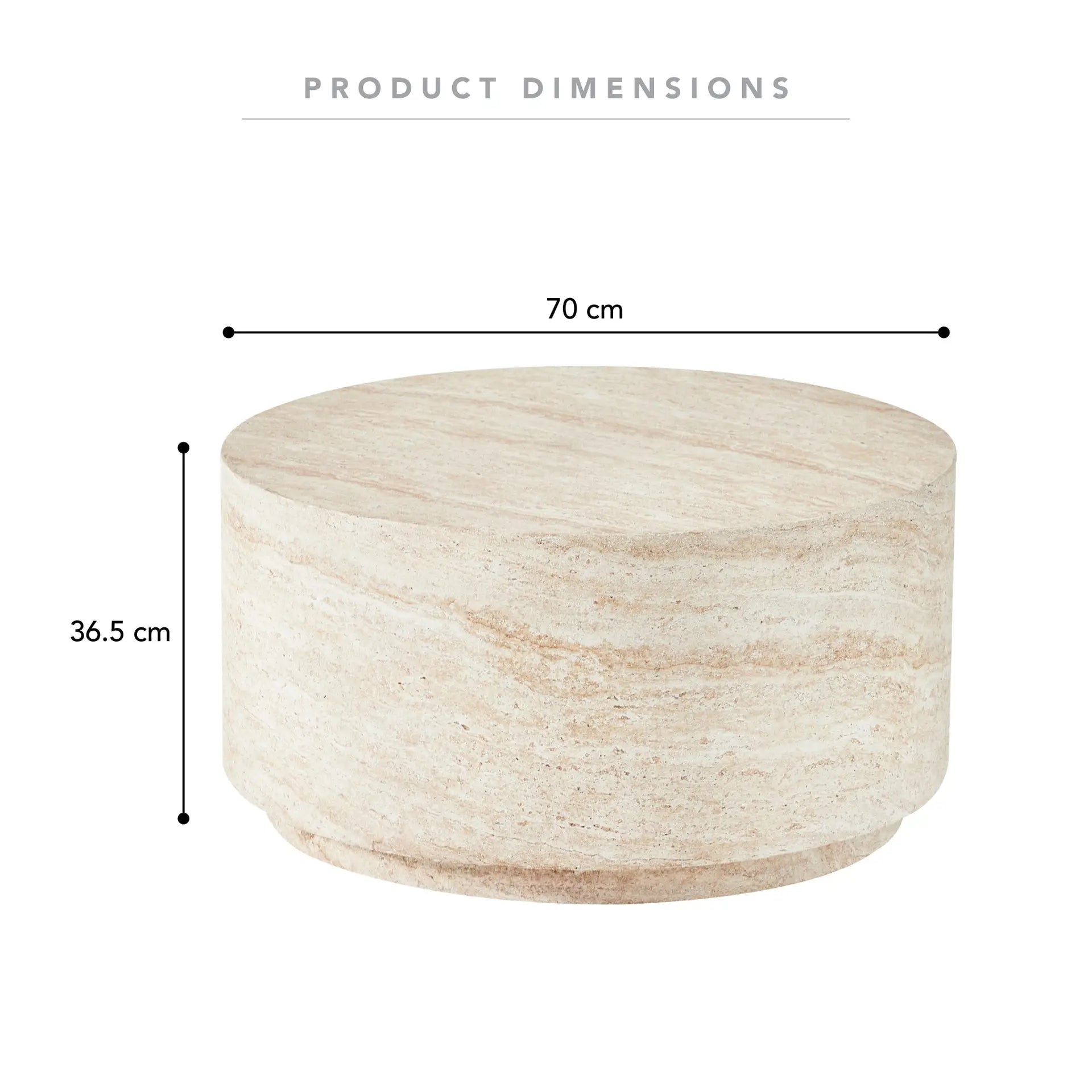 Pisa Round Travertine Look Coffee Table