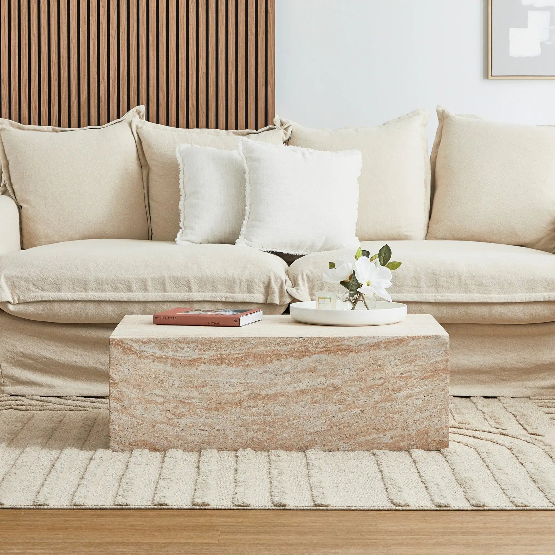 Pisa Rectangle Travertine Look Coffee Table