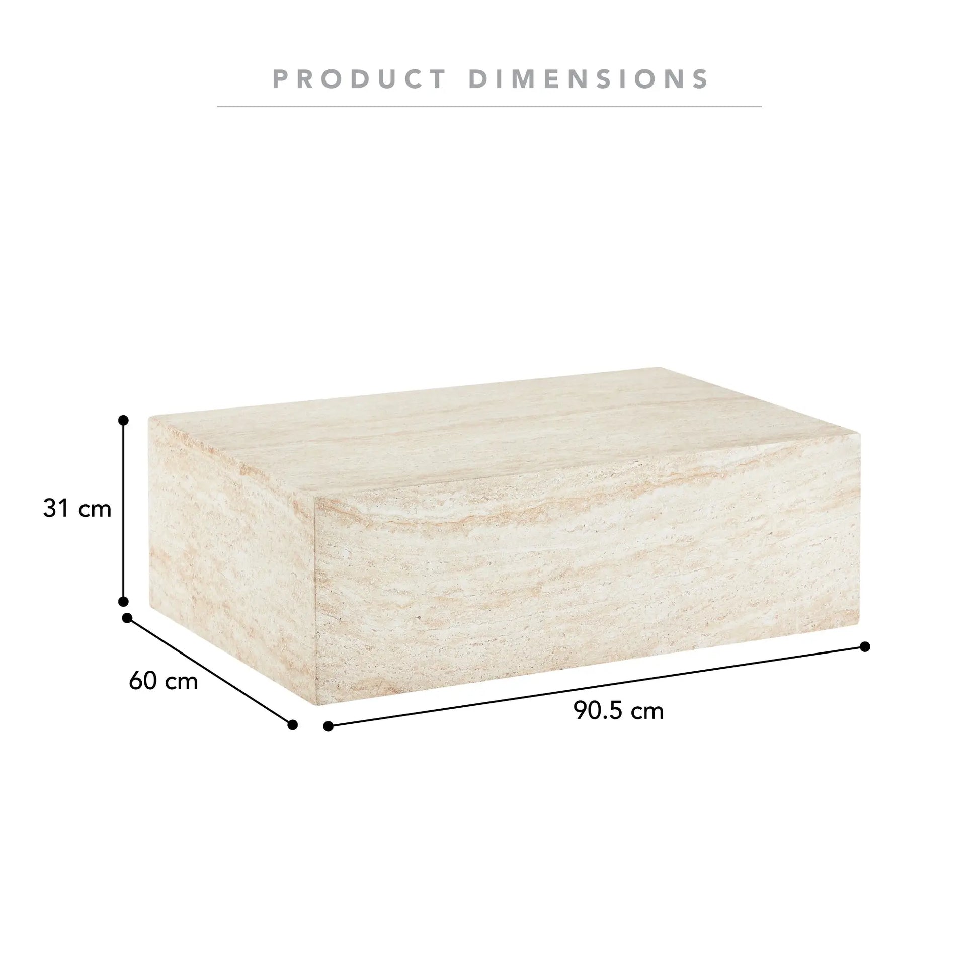 Pisa Rectangle Travertine Look Coffee Table