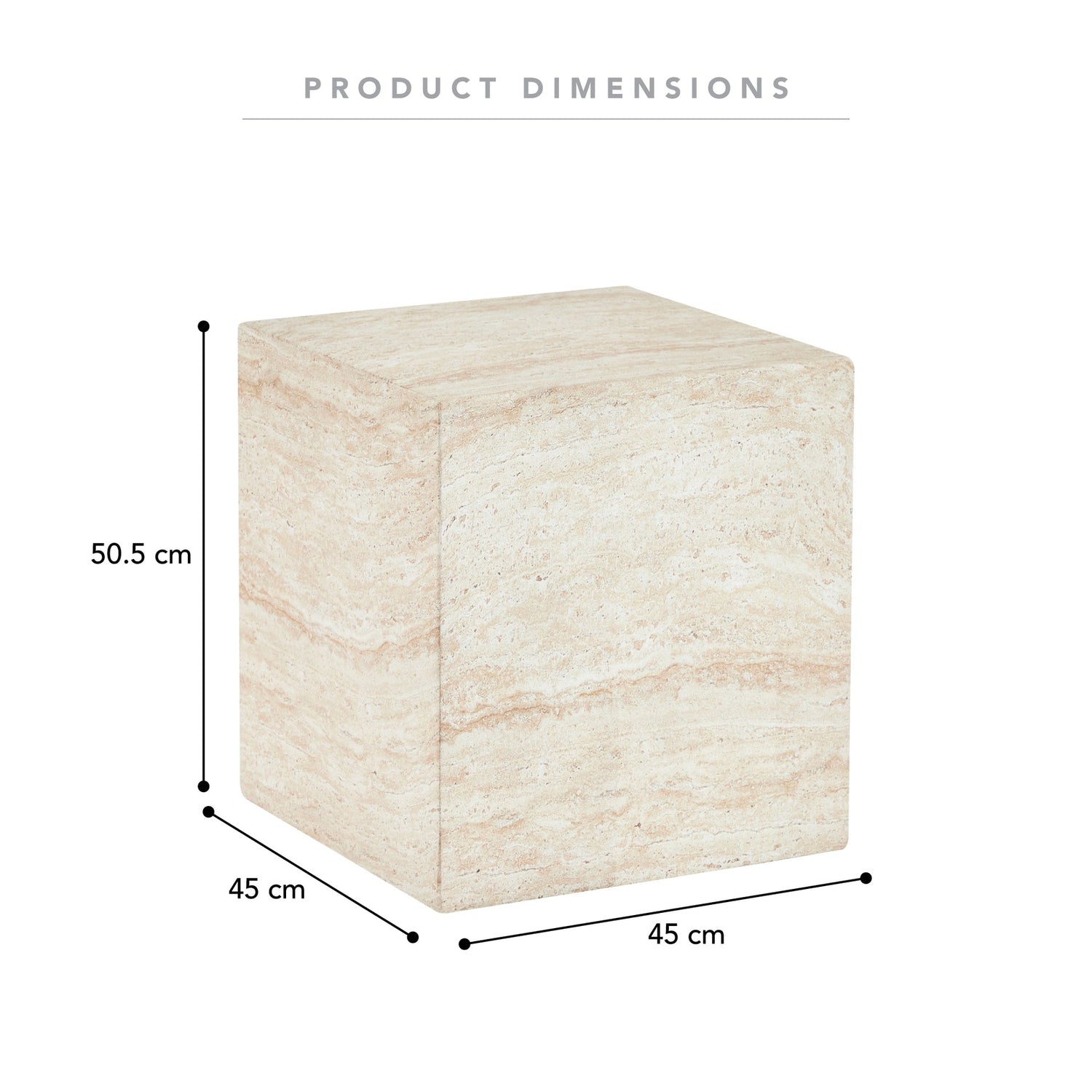 Pisa Square Travertine Look Side Table