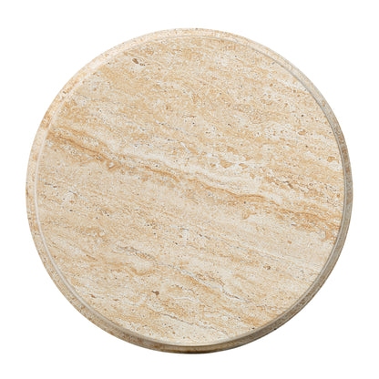 Pisa Round Rippled Travertine Look Side Table