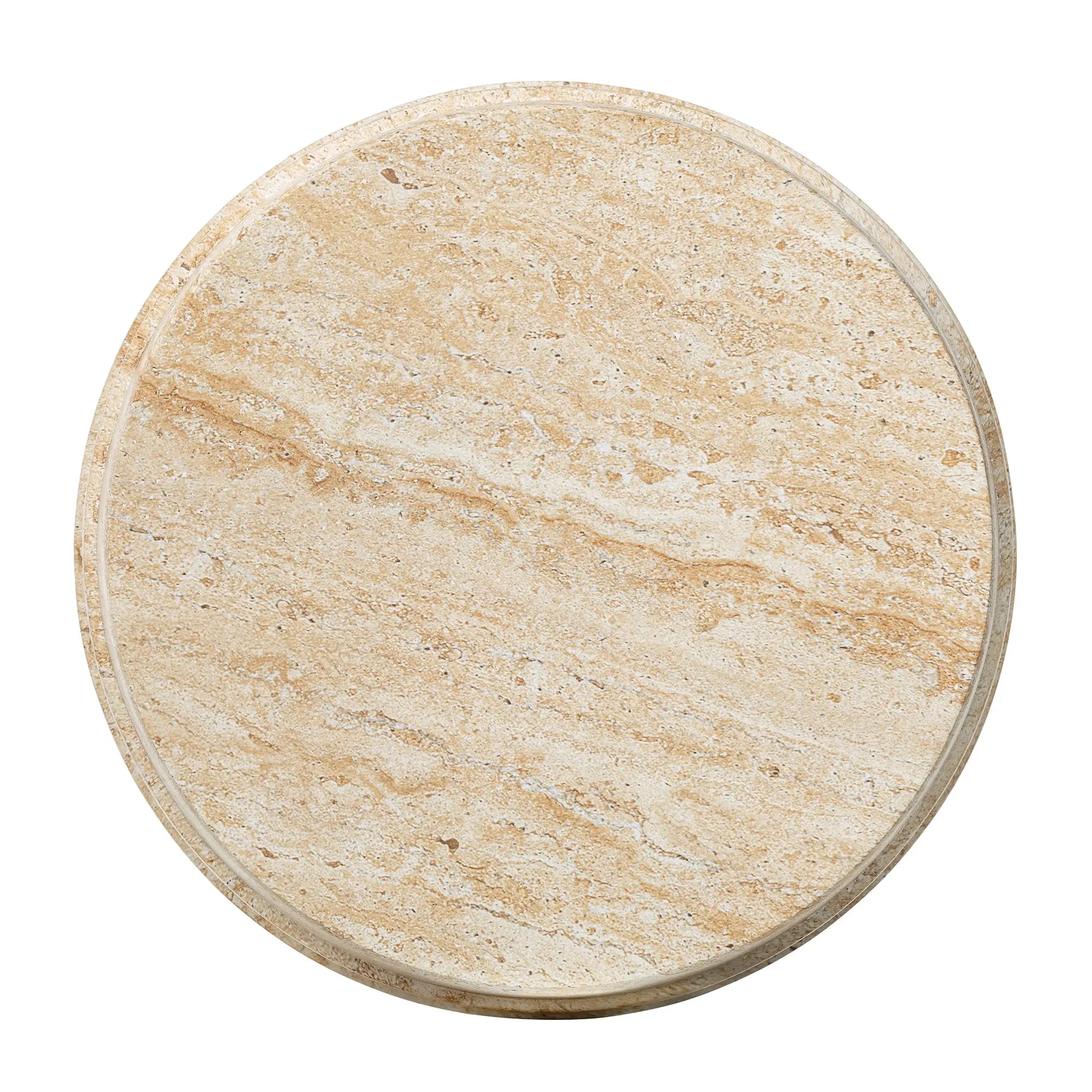 Image of Pisa Round Rippled Travertine Look Side Table