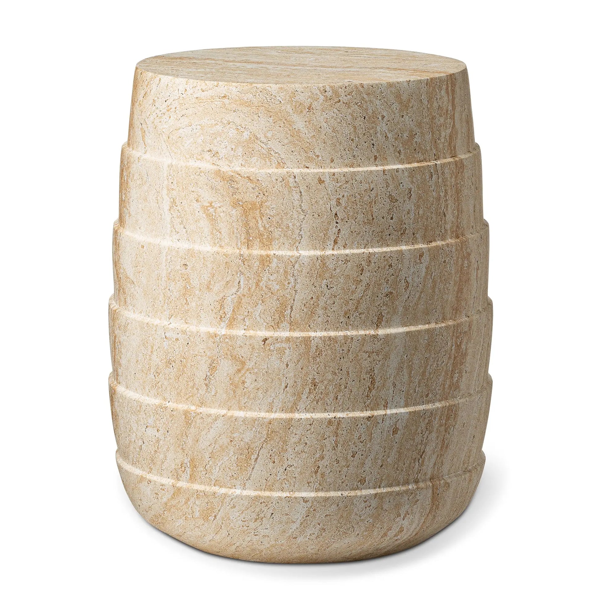 Pisa Round Rippled Travertine Look Side Table