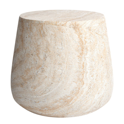 Pisa Round Tapered Travertine Look Side Table