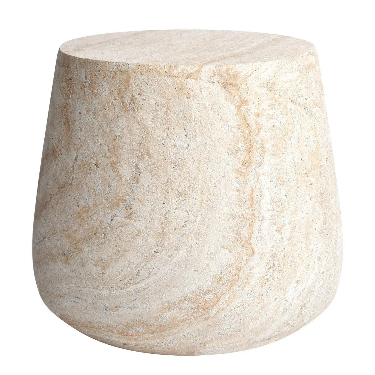 Image of Pisa Round Tapered Travertine Look Side Table