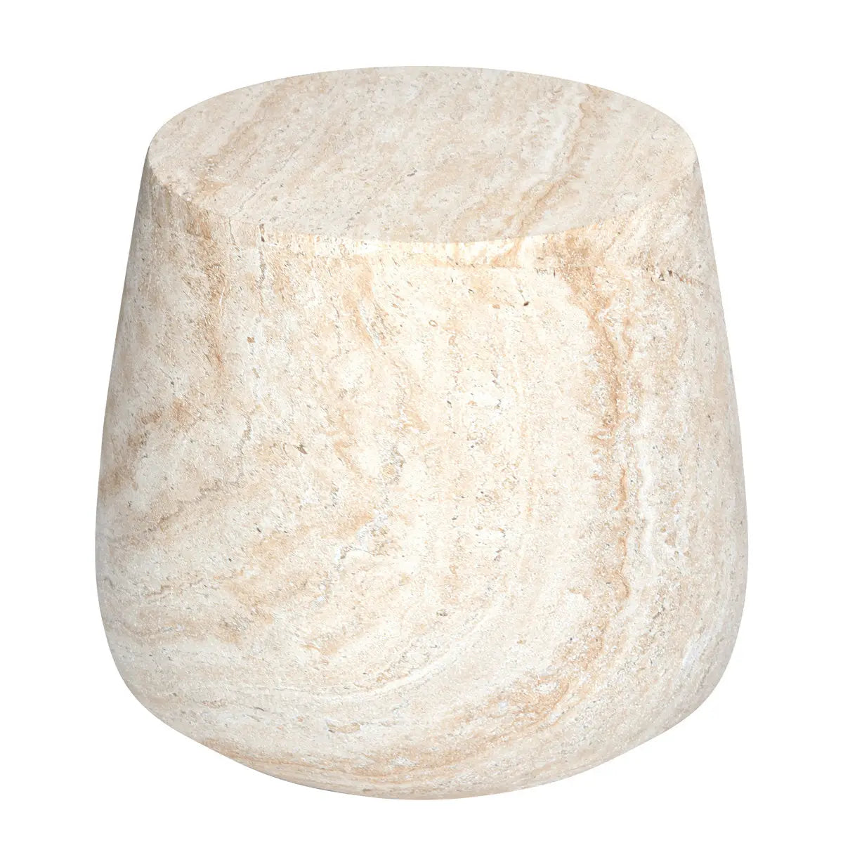 Image of Pisa Round Tapered Travertine Look Side Table