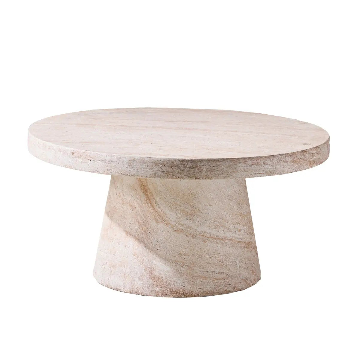 Pisa Pedestal Travertine Look Coffee Table