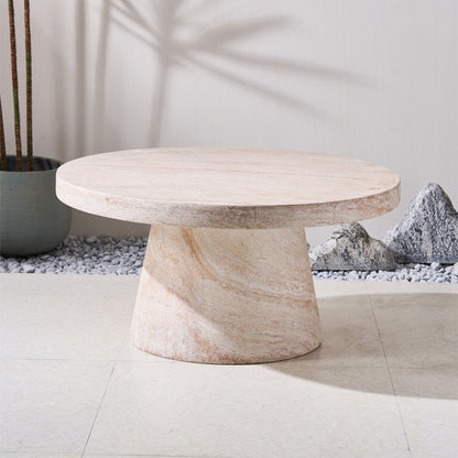 Pisa Pedestal Travertine Look Coffee Table