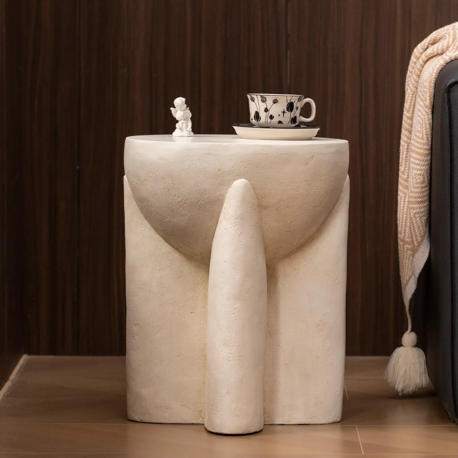 Image of Naples Concrete Look Round Side Table