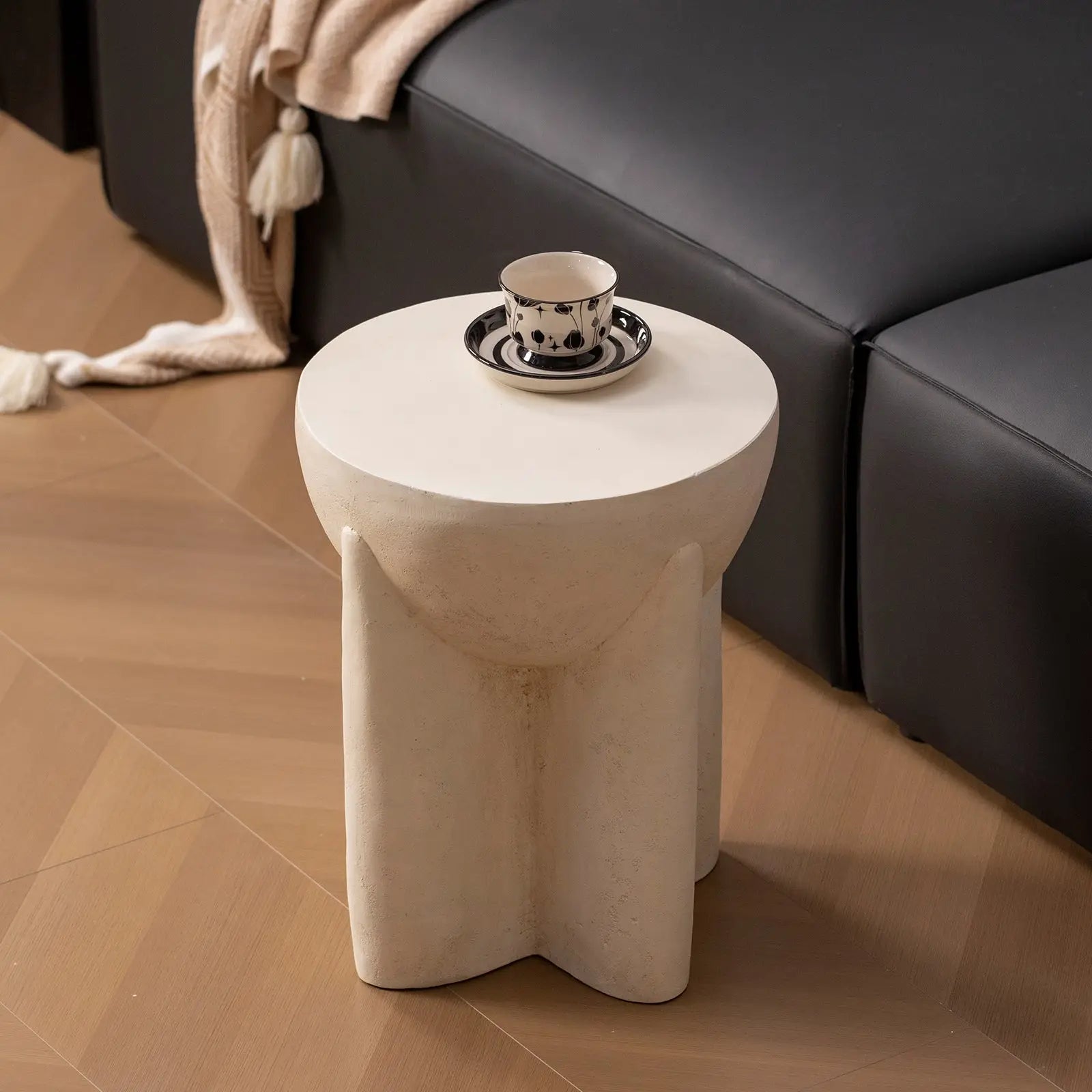 Image of Naples Concrete Look Round Side Table