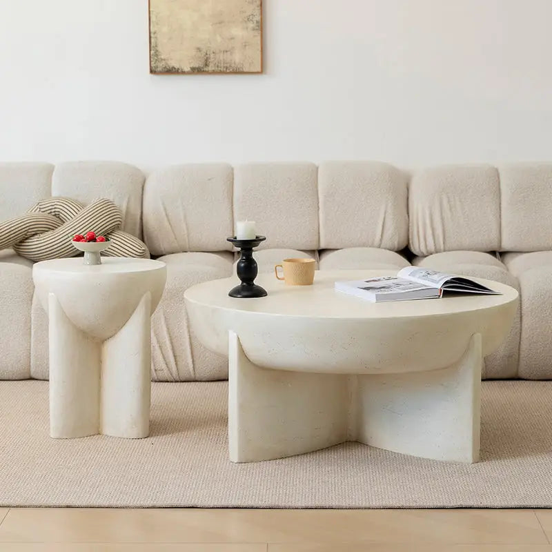 Image of Naples Concrete Look Round Coffee Table