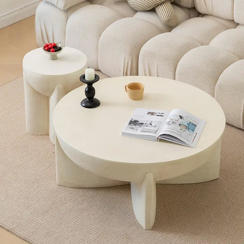 Image of Naples Concrete Look Round Coffee Table