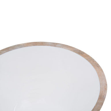 Image of Kara Large Mango Wood Serving Bowl with White Enamel