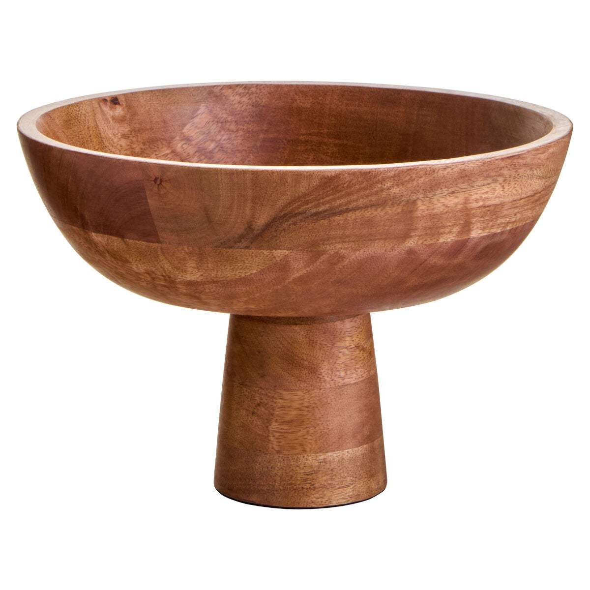 Image of Kara Mango Wood Serving or Fruit Bowl with Pedestal Base