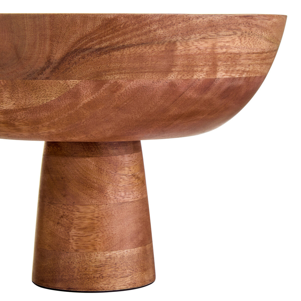Image of Kara Mango Wood Serving or Fruit Bowl with Pedestal Base