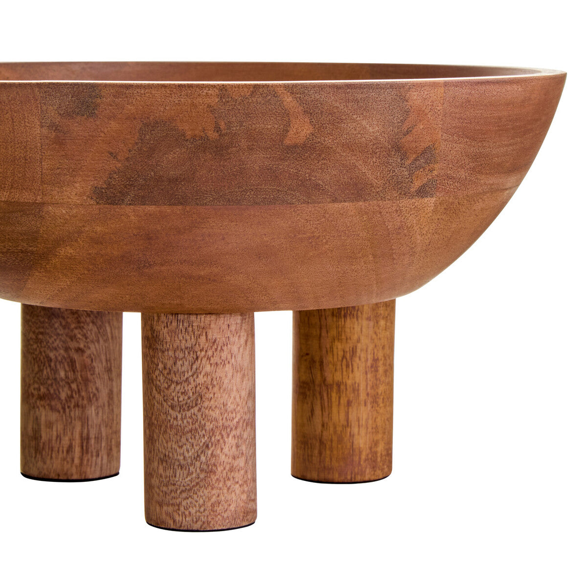 Image of Kara Mango Wood Serving or Fruit Bowl with Footed Base