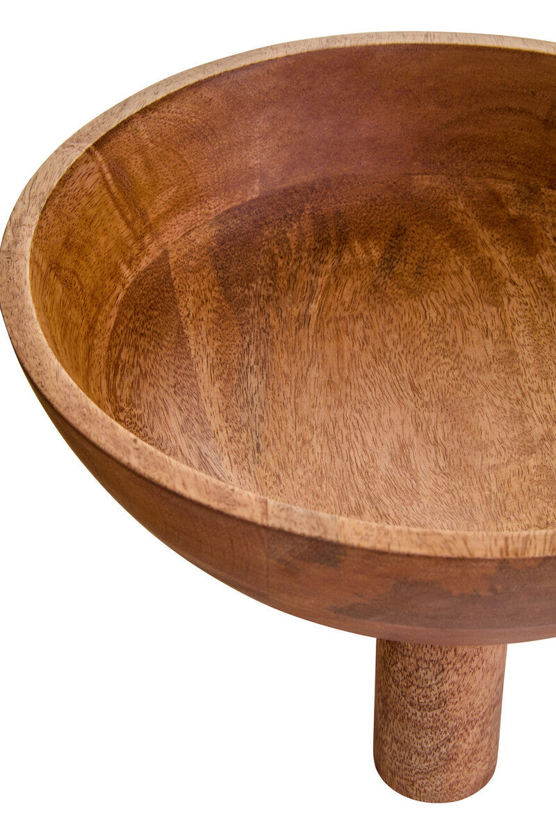 Image of Kara Mango Wood Serving or Fruit Bowl with Footed Base