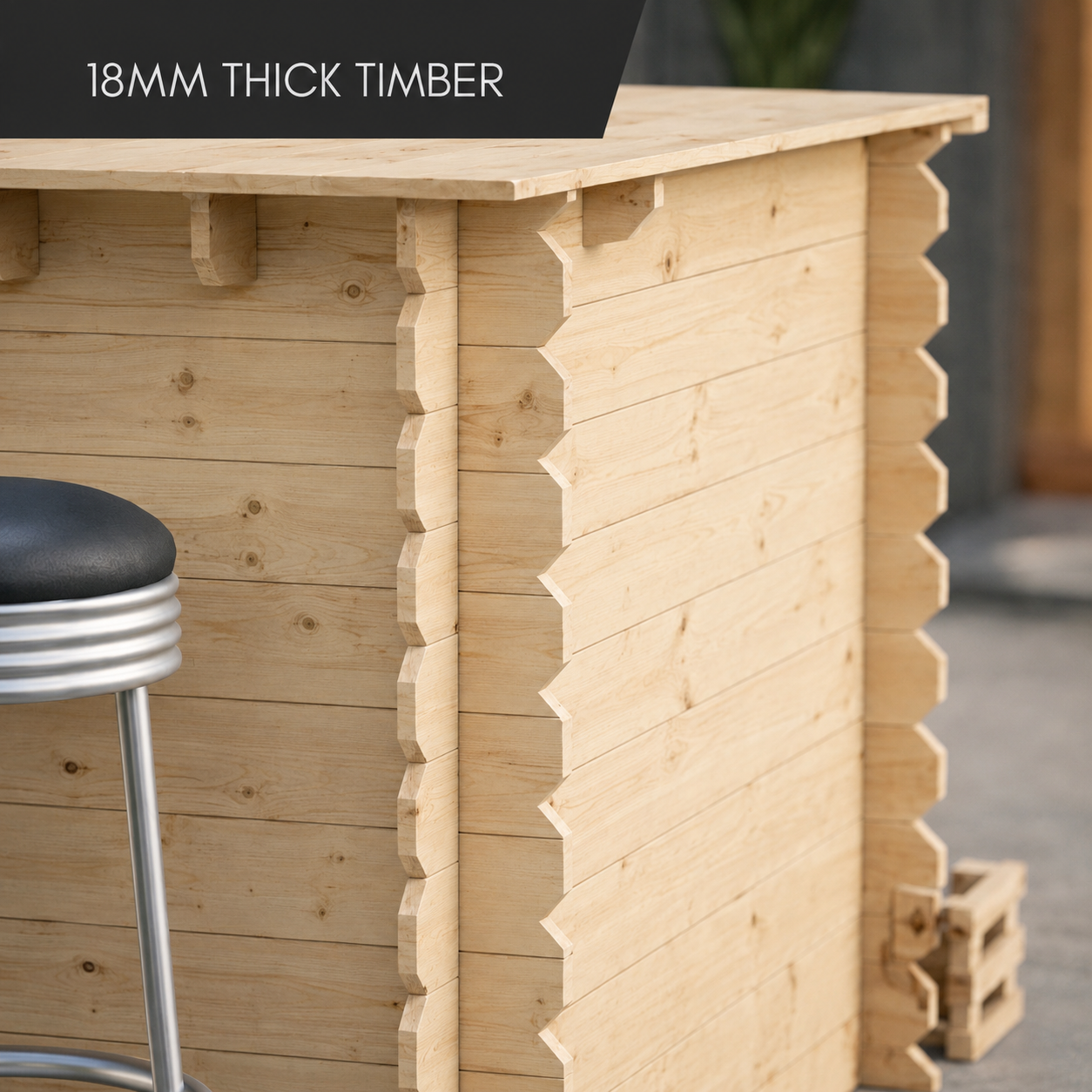 Image of Rustic Wooden Interlock Corner Bar - 110cm High