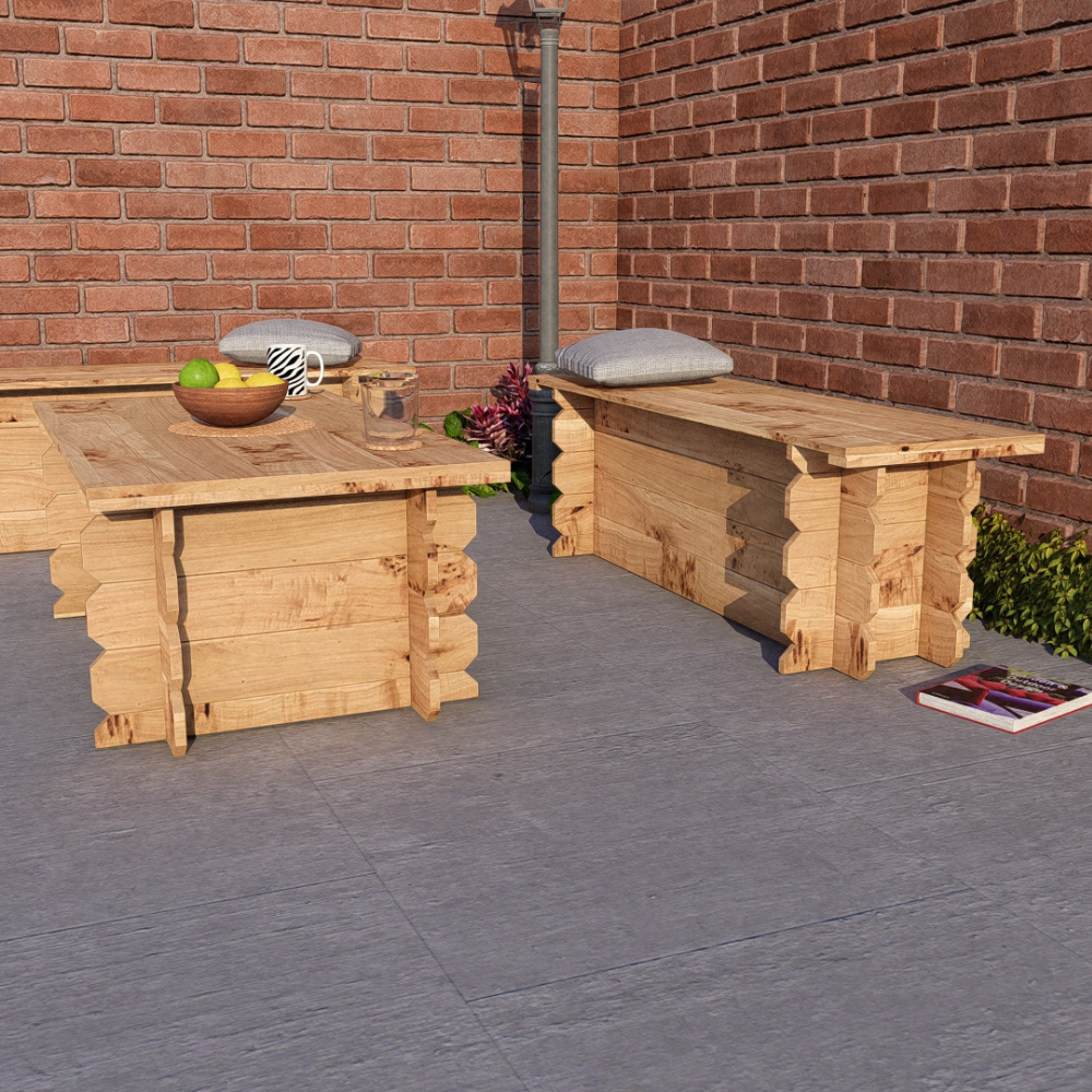 Image of Wooden Interlock Bench Set