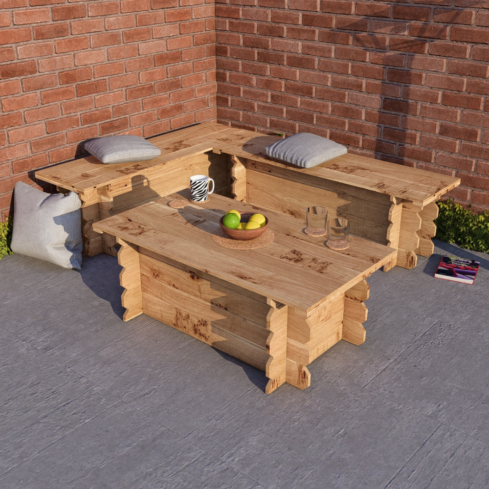Image of Wooden Interlock Bench Set