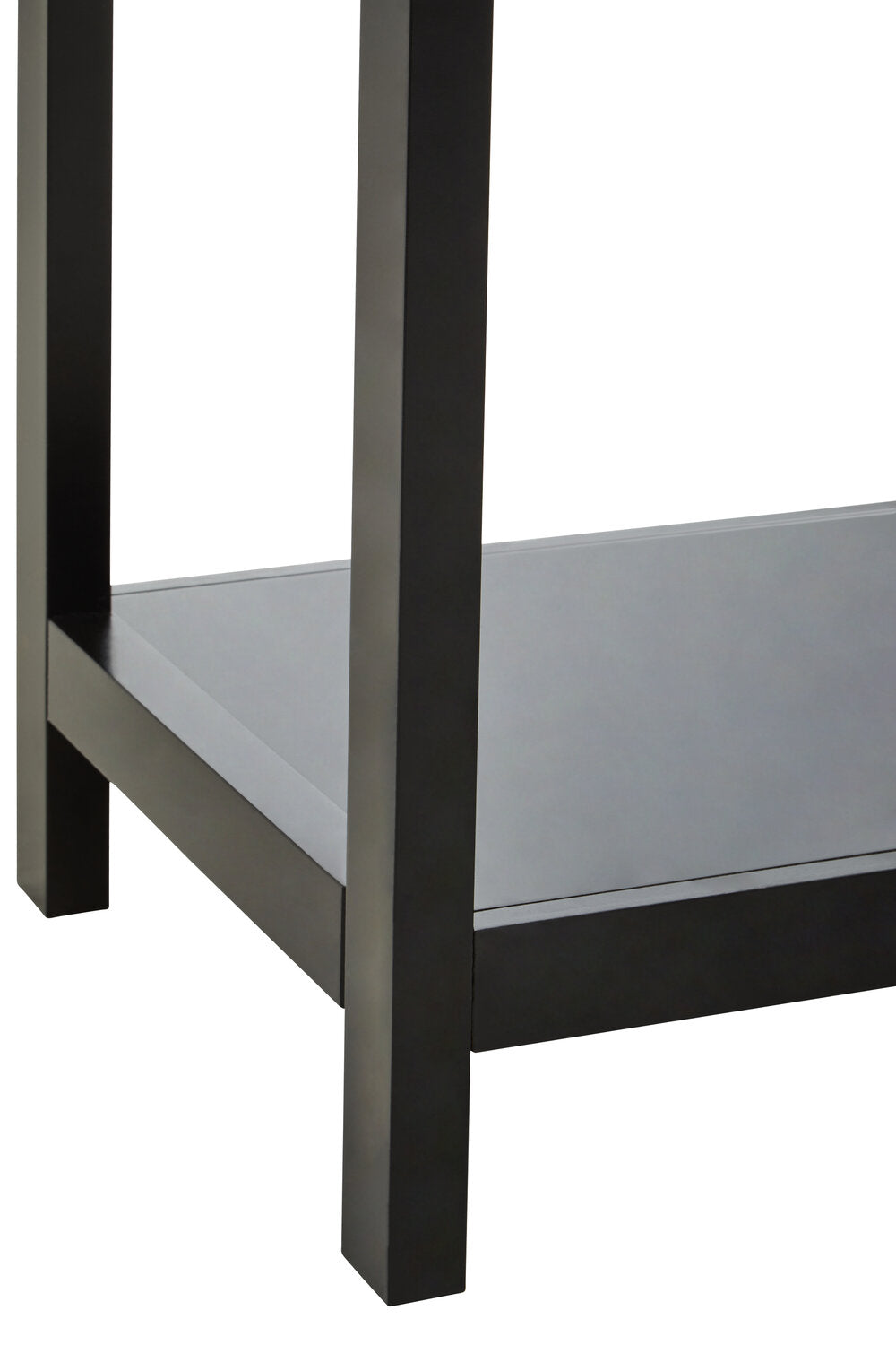 Image of Sherman Black Wood and Rattan Two Drawer Console Table - Macro