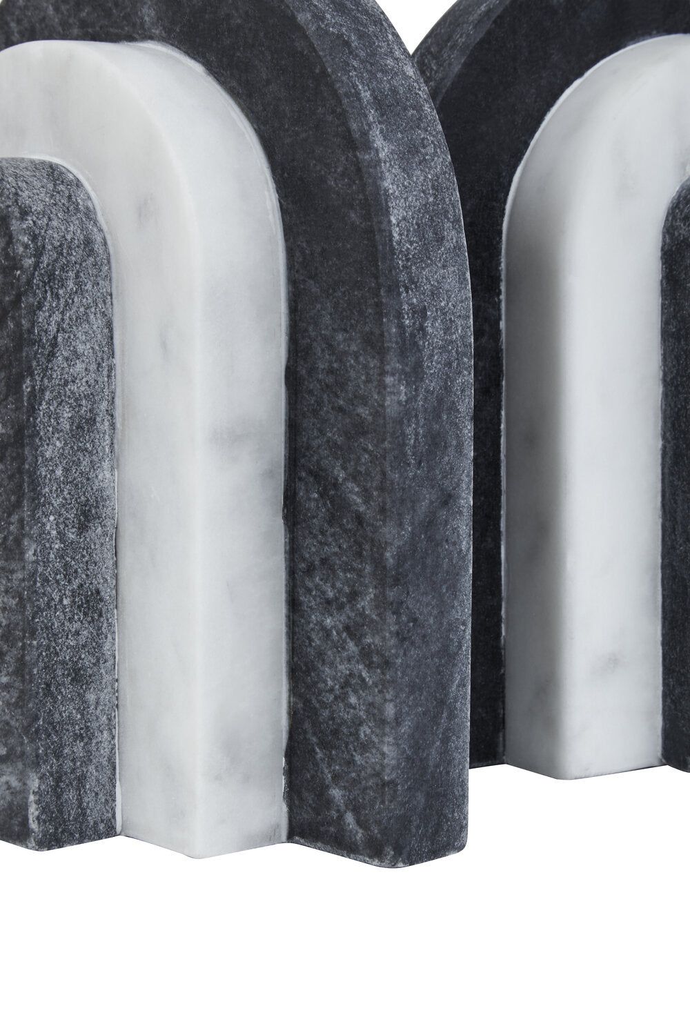 Image of Oxana Black and White Marble Bookends - Macro