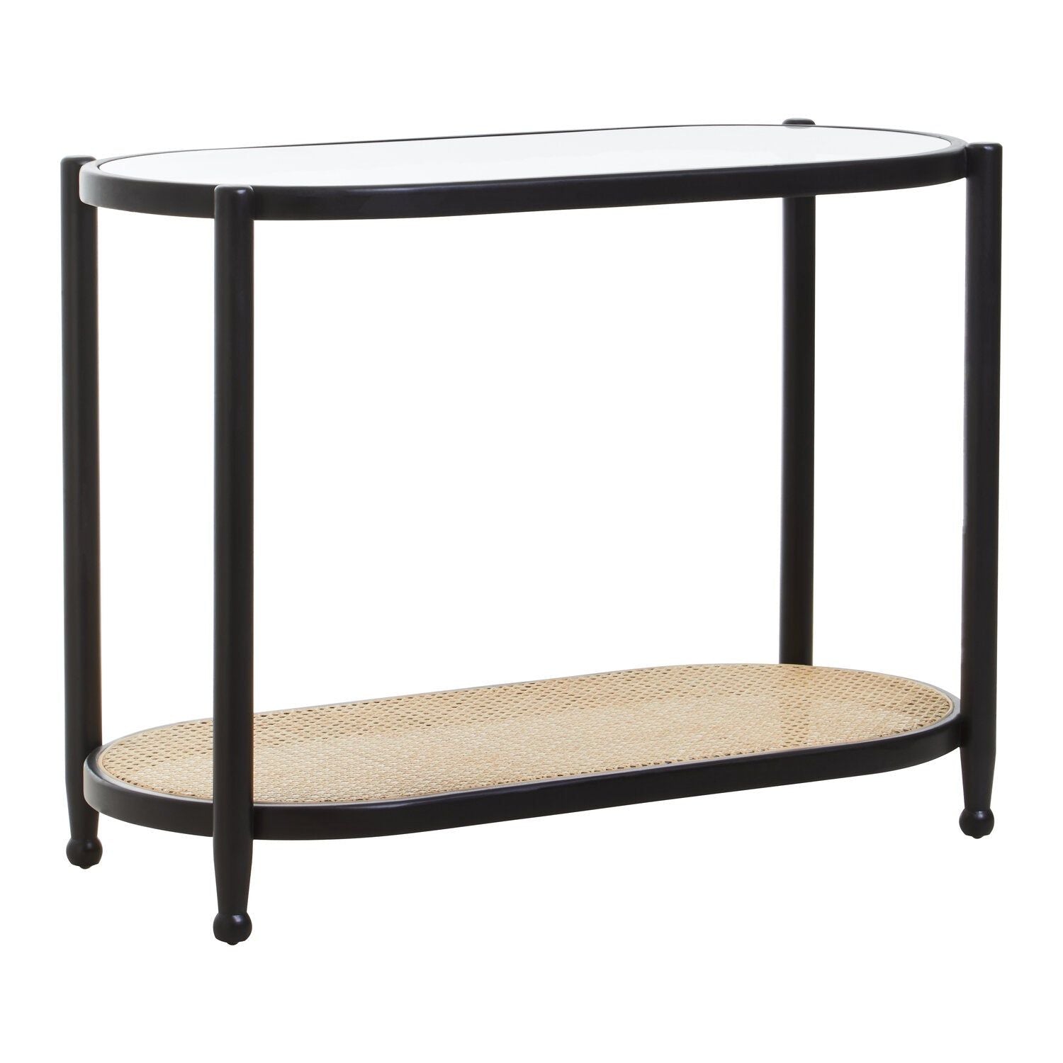 Image of Cebu Rattan and Glass 2 Tier Console Table - Additional