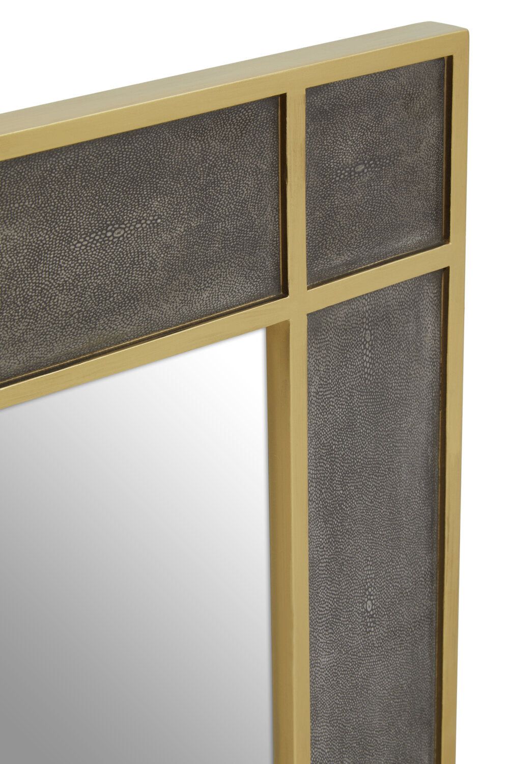 Image of Deskey Grey Shagreen Effect Wall Mirror - Macro