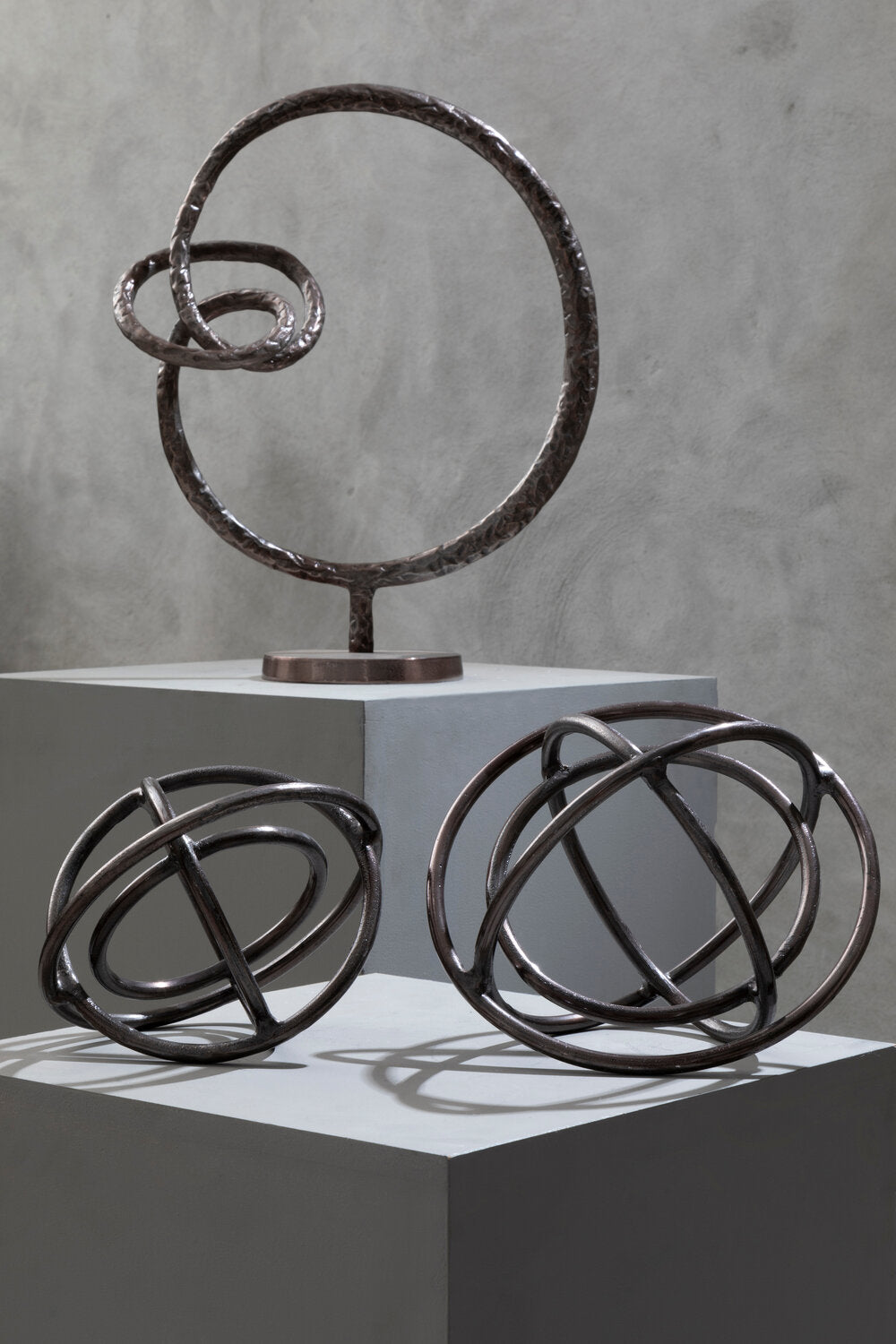 Image of Nexus Set of Two Bronze Finish Sphere Sculptures