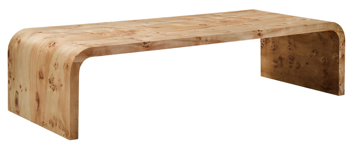 Image of Natural Burl Wood Curved Coffee Table with Smooth Curved Edges, Mota