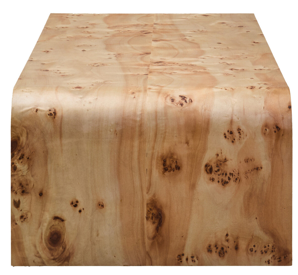 Image of Natural Burl Wood Curved Coffee Table with Smooth Curved Edges, Mota