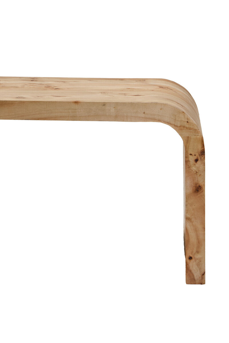 Image of Natural Burl Wood Curved Coffee Table with Smooth Curved Edges, Mota