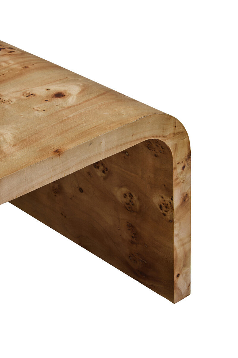 Image of Natural Burl Wood Curved Coffee Table with Smooth Curved Edges, Mota