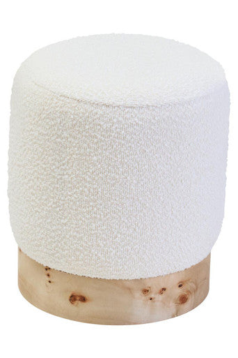 Image of Mota Burl Wood And Cream Boucle Round Stool