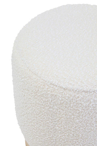 Image of Mota Burl Wood And Cream Boucle Round Stool