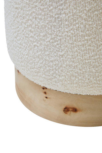 Image of Mota Burl Wood And Cream Boucle Round Stool