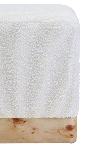 Image of Mota Burl Wood And Cream Boucle Square Stool