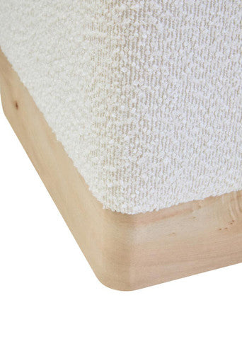 Image of Mota Burl Wood And Cream Boucle Square Stool