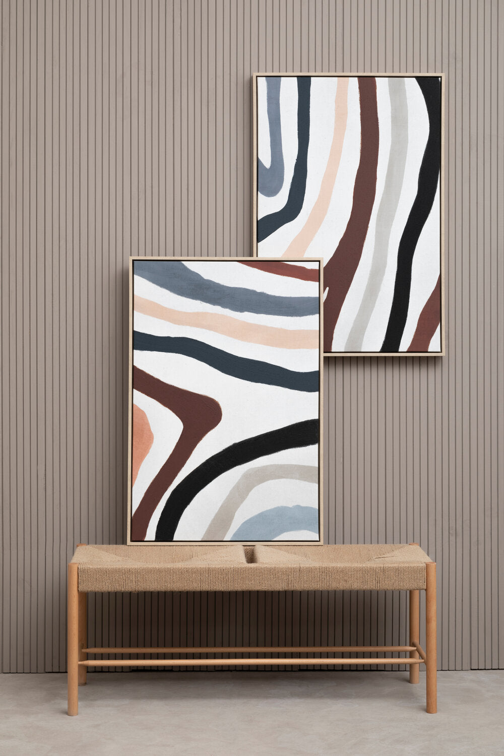 Image of Astratto Set of Two Multi Coloured Abstract Wall Art - Lifestyle
