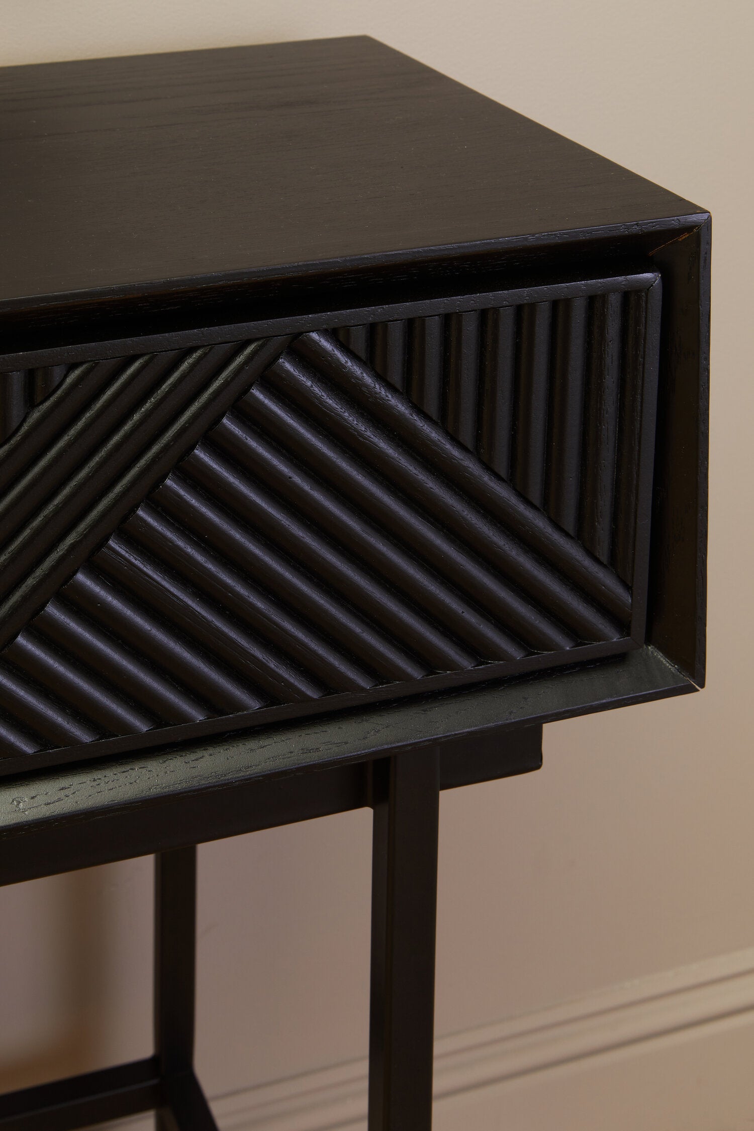 Image of Jakara Black Finish Console Table with 2 Drawers