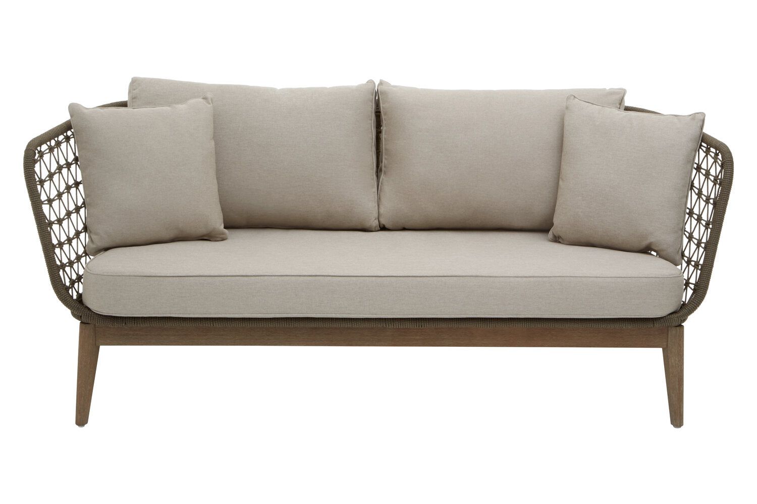 Image of Opus Grey Woven Rope Three Seater Sofa with Cushions - Additional